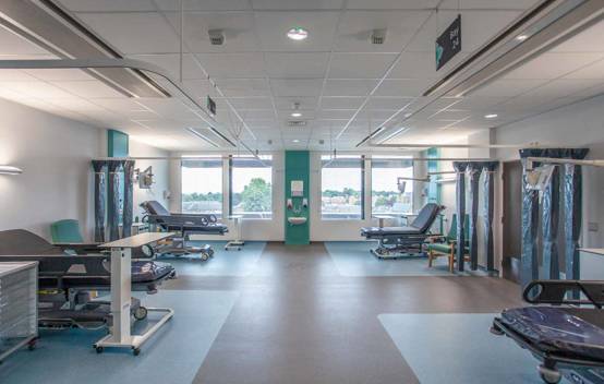 A patient recovery room at Chase Farm Hospital