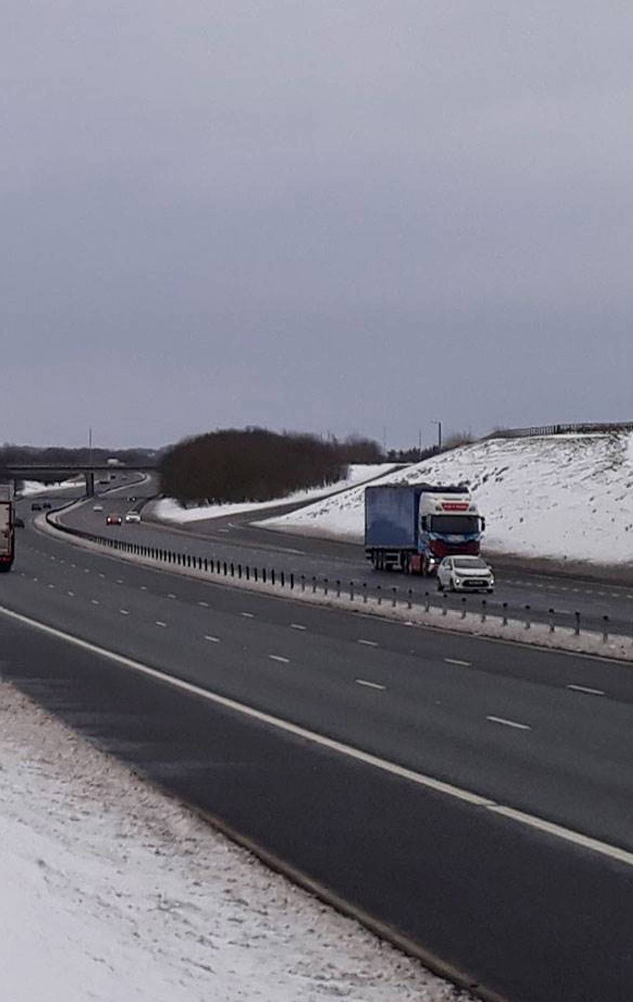 M6 Junction 20 in snowy weather conditions 